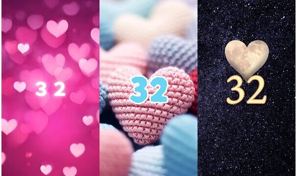 シウマ・エンジェルナンバー「32」と「ハート」の無料おしゃれ待ち受け画像・壁紙うらちゃん