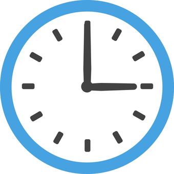 四角い形のアナログ時計と時間別のイラストフリー、無料で使えるイラストカット.com