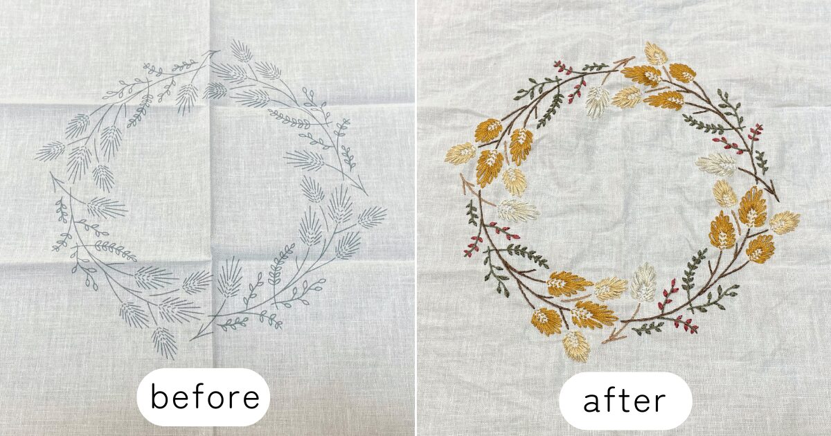 セリアの100円刺繍キット2種類に刺繍したらとても可愛いく刺繍できたので、ポーチにしました。 刺繍は好きですが、ミシンは苦手なので残念な仕上がりですがハンドメイド 記録 てといと