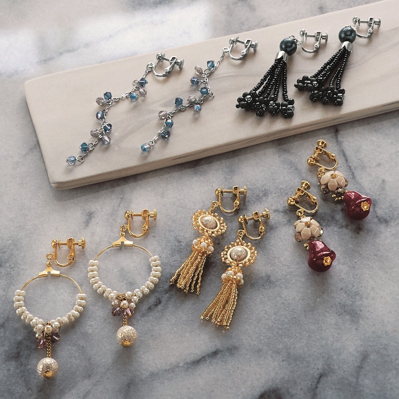 ガラスカットデザイン手作りハンドメイドピアス両耳用 レディース 女性用