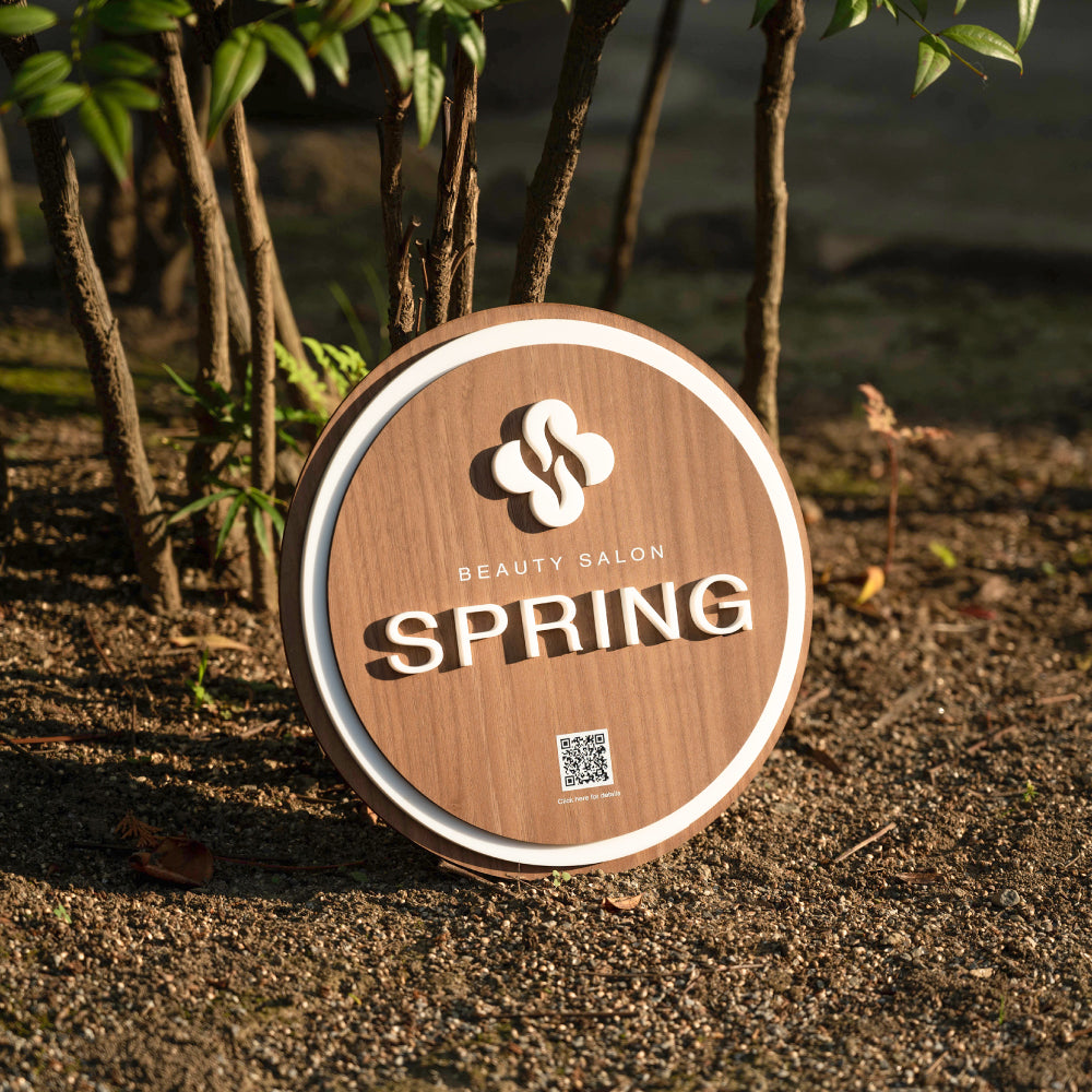 ショップ看板・表札製作✦木目調✦名入れ✦サロン店舗会社看板作成✦屋外用ネームプレート制作✦玄関パネル開店祝い正方形✦46 表札・ネームプレートMiKi✦ART 通販 17072978Creema クリーマ