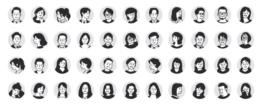 人・人物アイコン・素材01イラスト無料・かわいいテンプレート