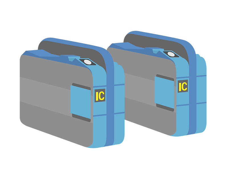 改札にタッチするビジネスマンのイラスト 男性