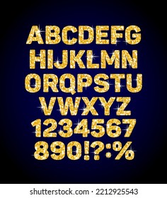 ゴールドのキラキラ フォントのアルファベット。光沢のあるサンセリフ書体 ストックベクター ©MaksymChechel 136798628