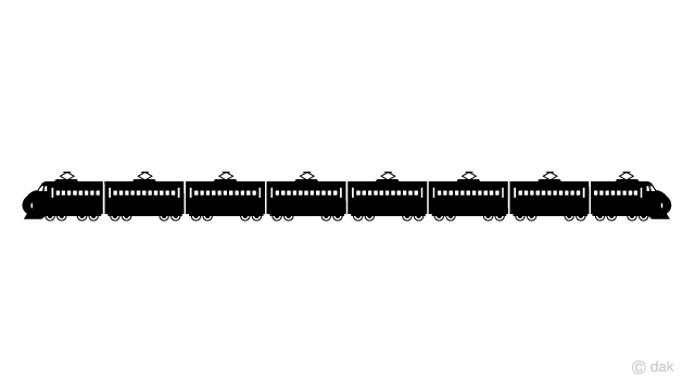 新幹線シルエットイラストのフリー素材イラストイメージ