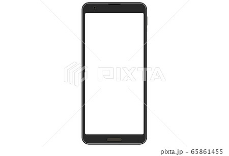 ボタン有りスマホ 画面透明 イラストのフリー素材イラストイメージ