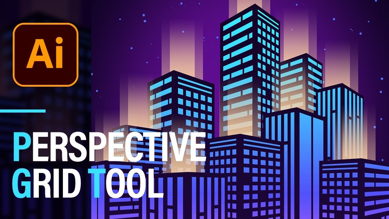遠近グリッドツールを使ってIllustratorでパースが掛かった都市の夜景を描く！CONNECRE
