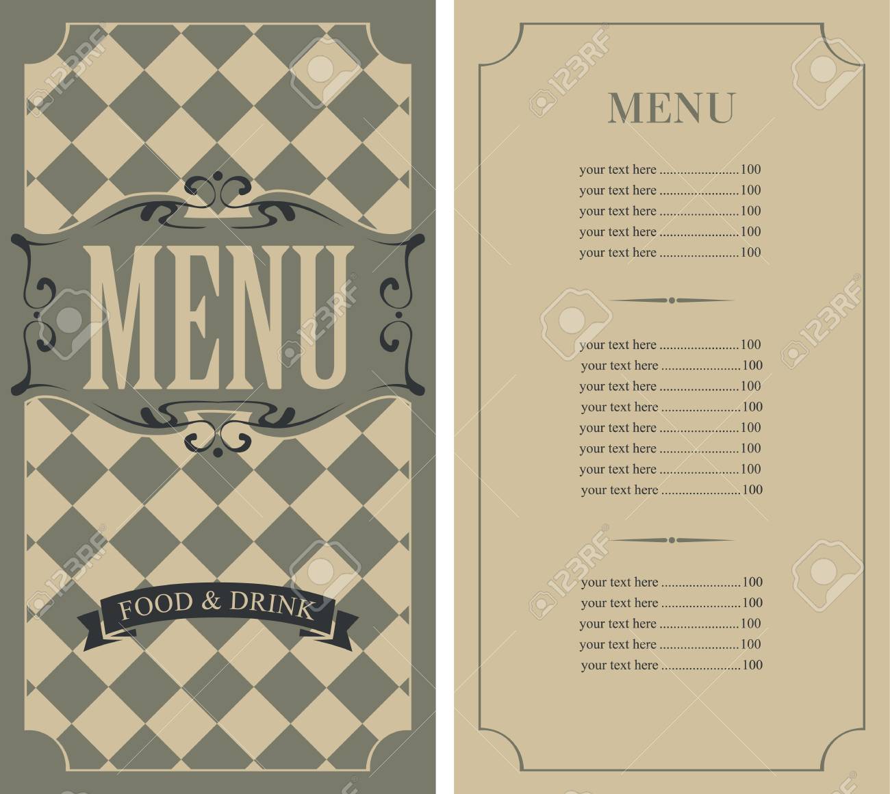 黒板風メニュー表2イラスト