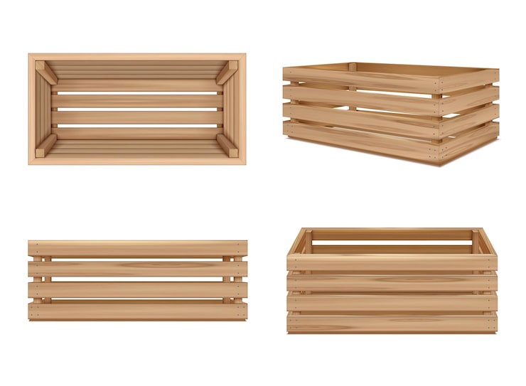 木のイラストの異なる質感と木製の箱デザインのイラスト素材・ベクター Image 78986313