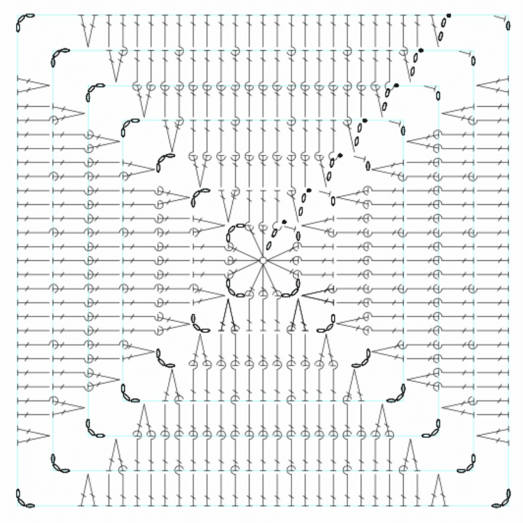 かぎ針編み図 お花のモチーフ繋ぎブランケット – 手編みウェア＆雑貨の無料編み図 ATELIER *mati*