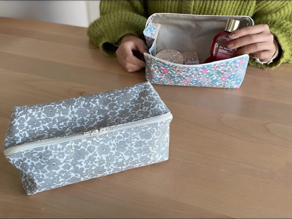 12㎝ファスナーを使ったマチ付きミニポーチの作り方 裏地付き How to make a zipper mini pouch