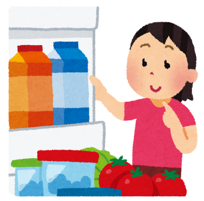 扉を開けた冷蔵庫と中身のイラスト無料のフリー素材 イラストエイト