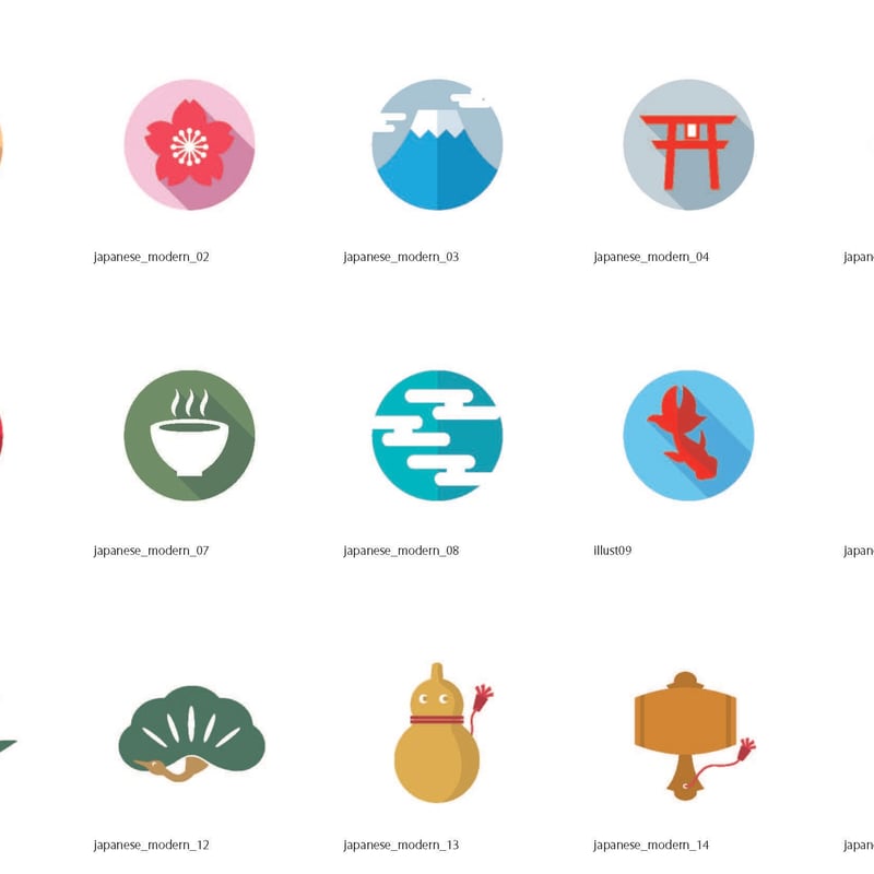 和の花アイコンセット：イラスト無料