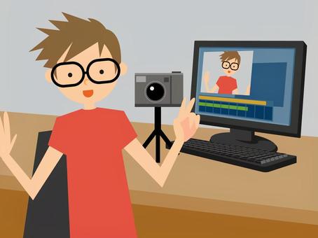 動画を編集しているイラスト商用可・フリーイラスト素材集ちょうどいいイラスト