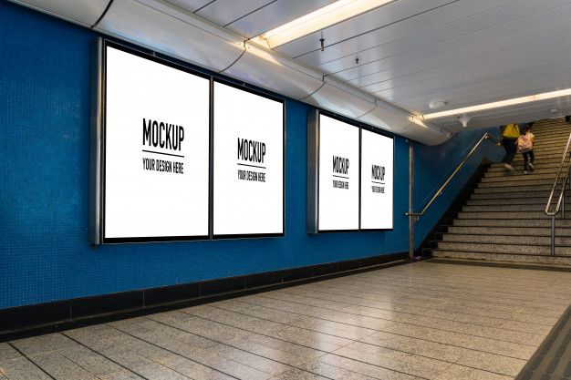 2 垂直空ポスター モックアップ地下。3 D イラストレーションの写真素材・画像素材 Image 90924962