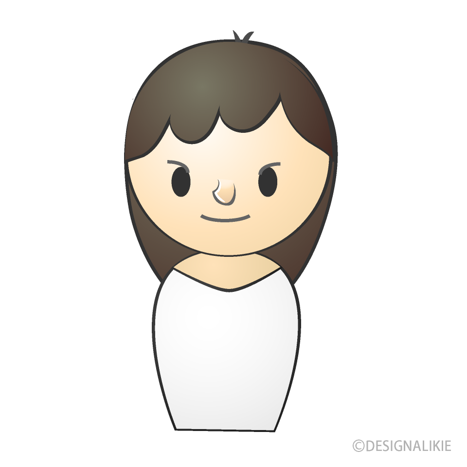 女の子シルエット：ショート女性アイコン無料イラスト素材 ボンボンイラスト