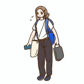 荷物を背負った人のイラスト 左向き イラスト素材3530640- フォトライブラリ