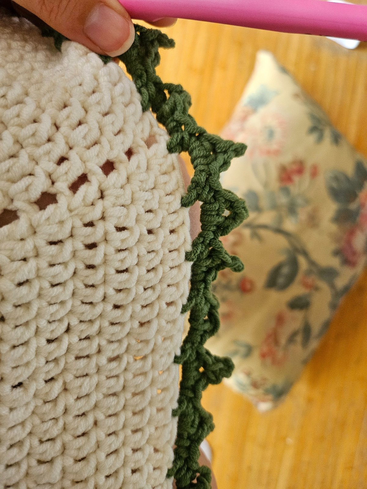 松編みモチーフのひざ掛け編めました。そら豆プリント倶楽部 - 楽天ブログ