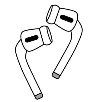 イヤホンサイン。透明な背景に黒いアイコンと白い影。のイラスト素材・ベクター Image 206055090