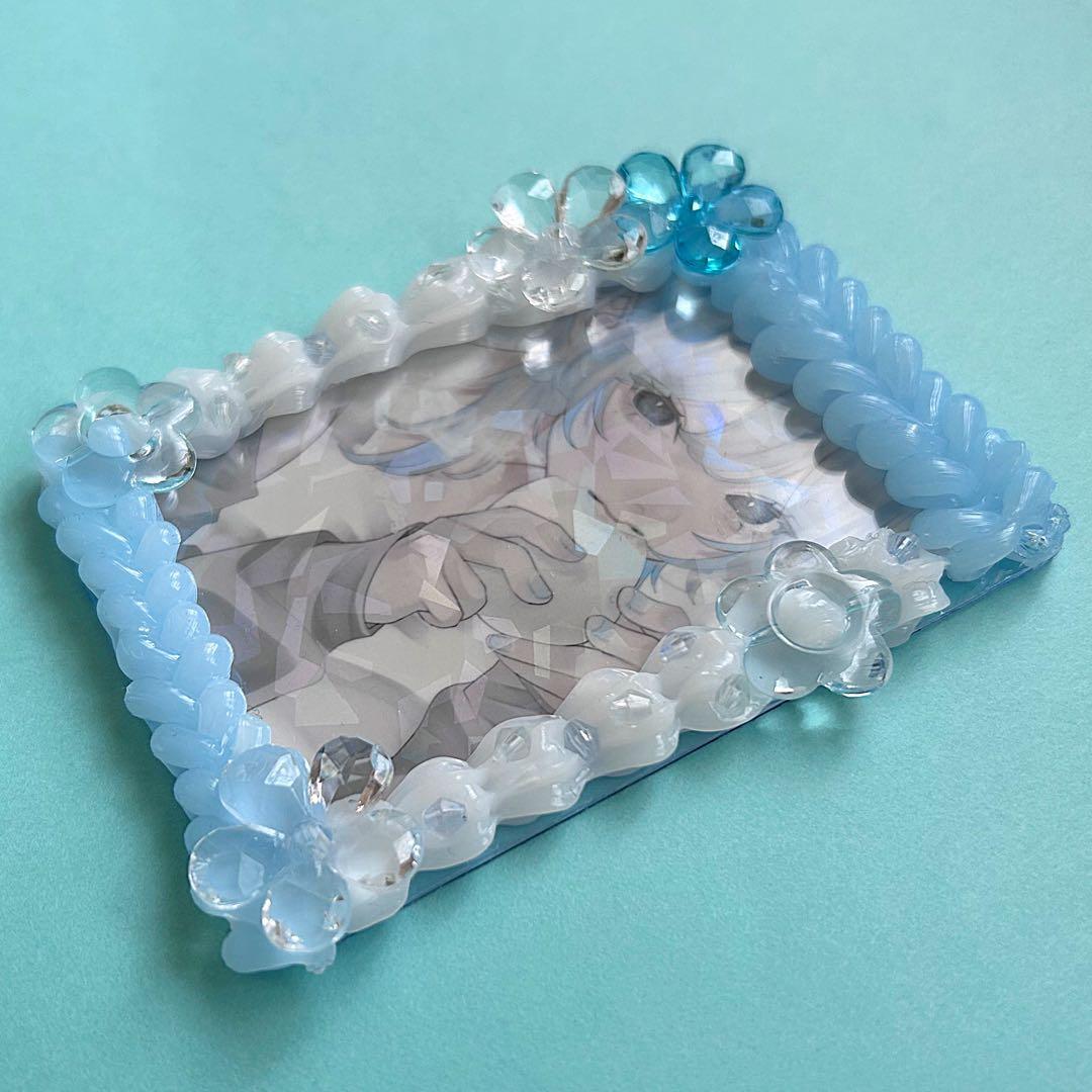 青 B7スタンドver スウィートガーリーな素材でつくる トレカケースホイップデコ16点キット デコホイップ ホイップデコ トレカデコ 作り方 推し活ハンドメイド 生写真 プロマイド 硬質ケース デコPay ID