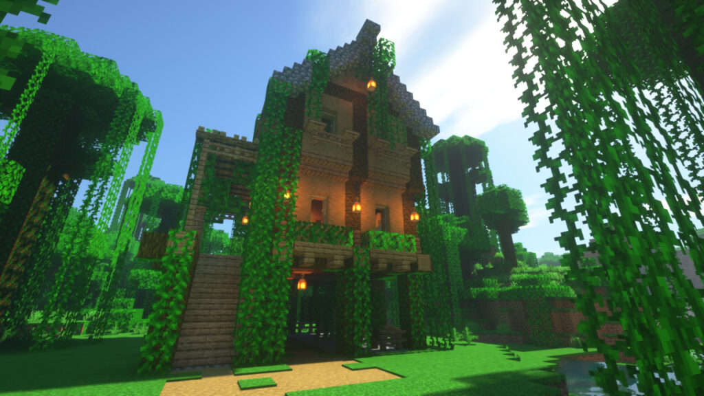 Minecraft 木の豪邸を作る① 外装編 コンパクトな街をつくるよ26- Minecraft街発展にっき