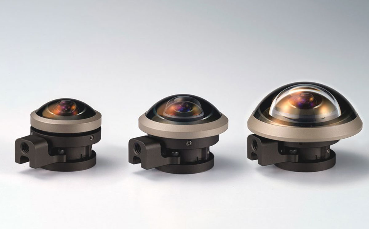 産業用カメラと魚眼レンズ IO Industries Victorem 89B93CCX と Entaniya FisheyeEntaniyaフィッシュアイレンズ