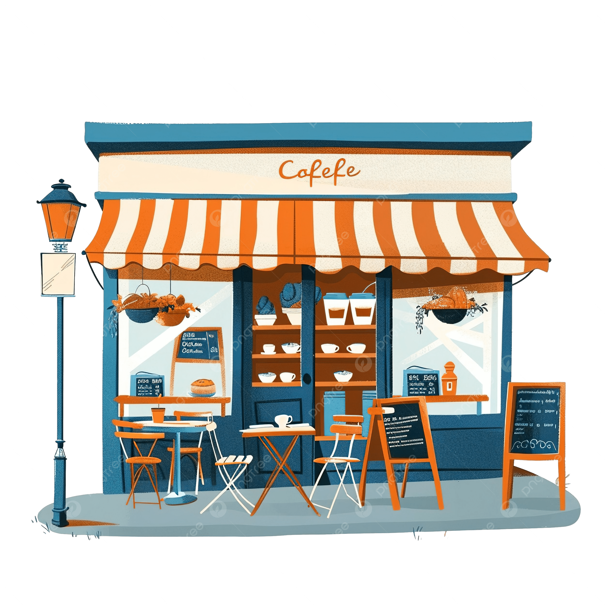 スケッチシティストリートカフェの外観イラスト画像とPSDフリー素材透過の無料ダウンロード - Pngtree