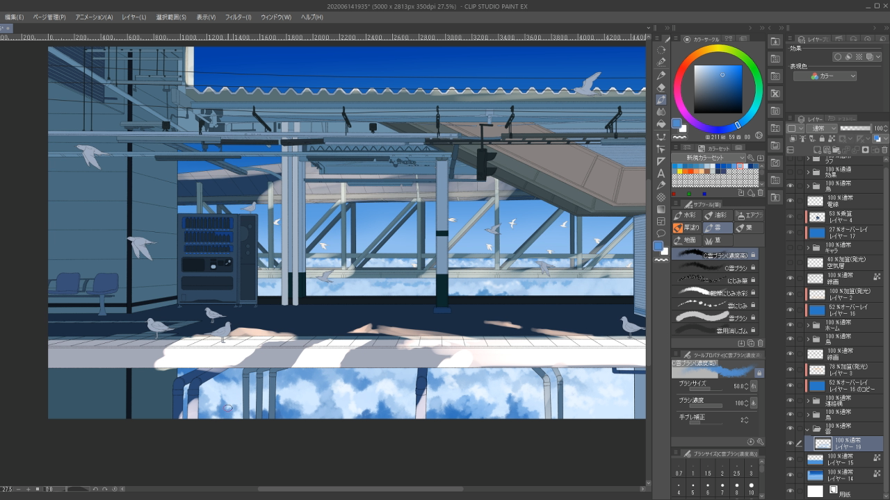 背景のイラストメイキング講座。1時間で森・遺跡の背景を描くテクニックお絵かき講座パルミ
