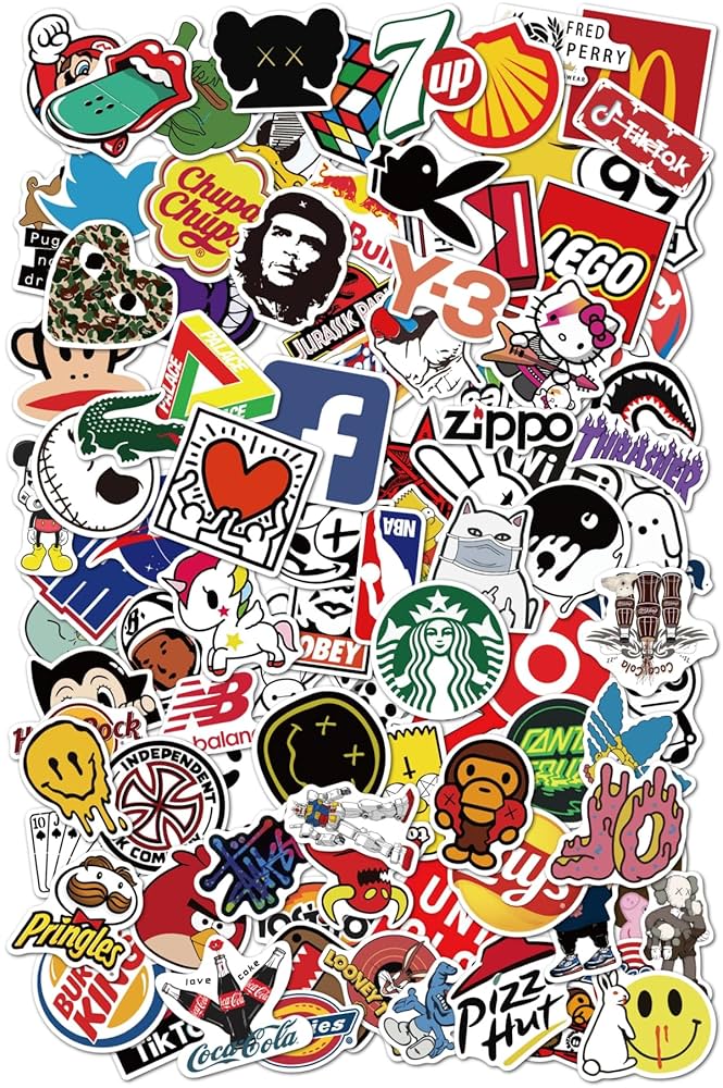Amazon.co.jp: ステッカーセット おしゃれ 100枚 人気 ブランド Logo ステッカー スマホ ステッカー 防水 ステッカー ブランドスーツケースステッカー お気に入りのスーツケース ギター 車 バイク 自転車 水筒 ヘルメット パソコン 携帯 ノート 可愛い 漫画 シール