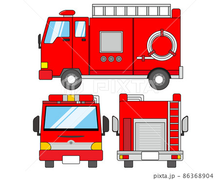消防車のイラスト商用可・フリーイラスト素材ソコスト