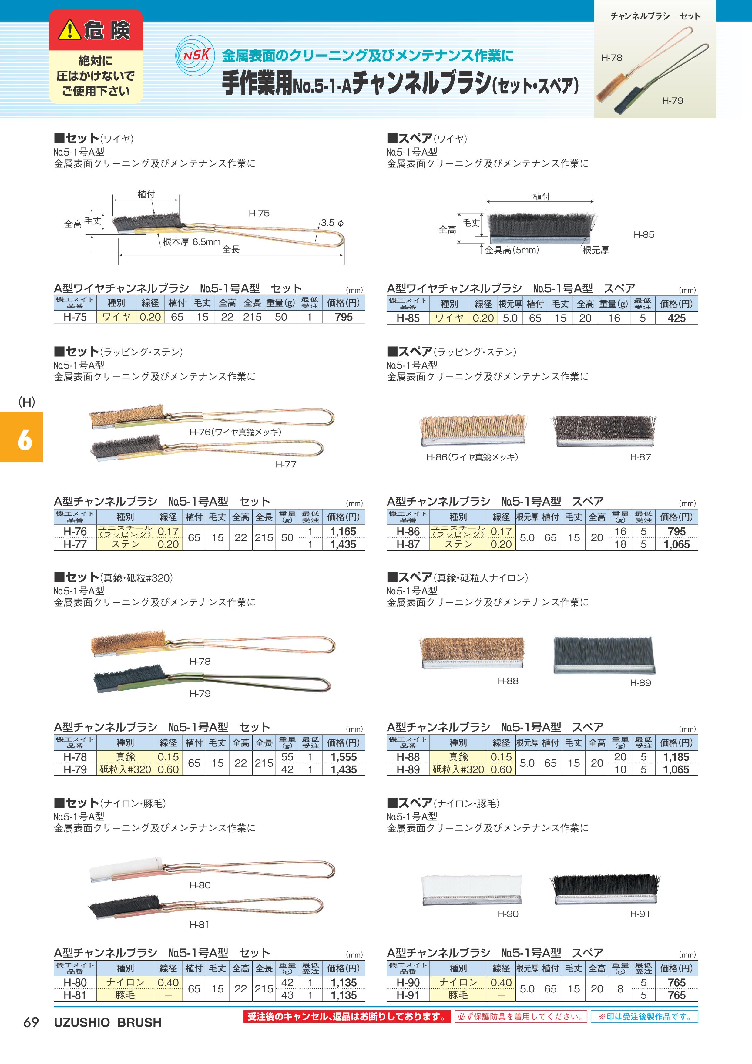 ⑤チャンネル直線ブラシ見積用図面工業用ブラシとブラシ自動機の設計製作なら野宮産業株式会社！バリ取り・洗浄テストが無料です