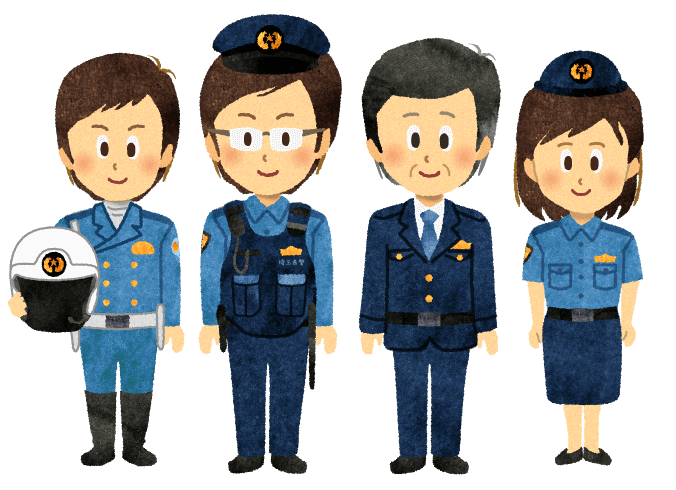 商用フリー・無料イラスト_制服警察官・夏服 ワイシャツ 姿のイラスト_police016 - 商用OK!フリー素材集「ナイスなイラスト」