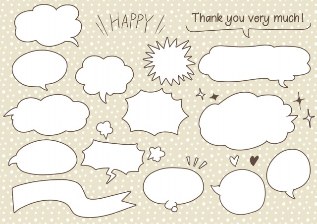 吹き出しイラスト「横長風船型-手書き風」- 無料のフリー素材