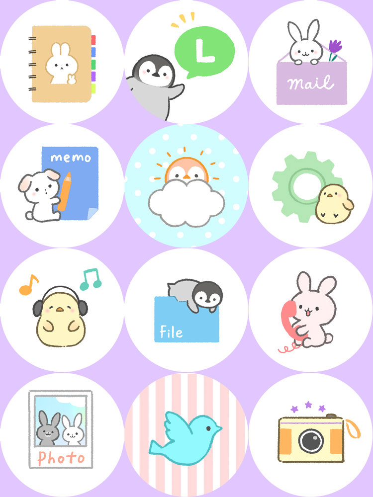 フリー素材かわいい手描き風イラストを使ったデスクトップアイコンセット115種類