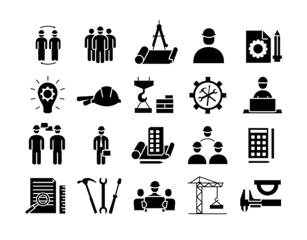 輝くネオン線設定アイコンは白い背景で隔離。ツール、サービス、歯車、ギア、歯車のサイン。黒い四角いボタン。ベクターのイラスト素材・ベクター Image180637049