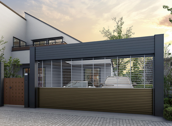 LIXIL シャッターゲート ワイドシャッターS Cタイプ 電動式 2台用 ハイリンクエクステリア.comプラス -カーポート フェンス 物置などの外構工事・資材専門店