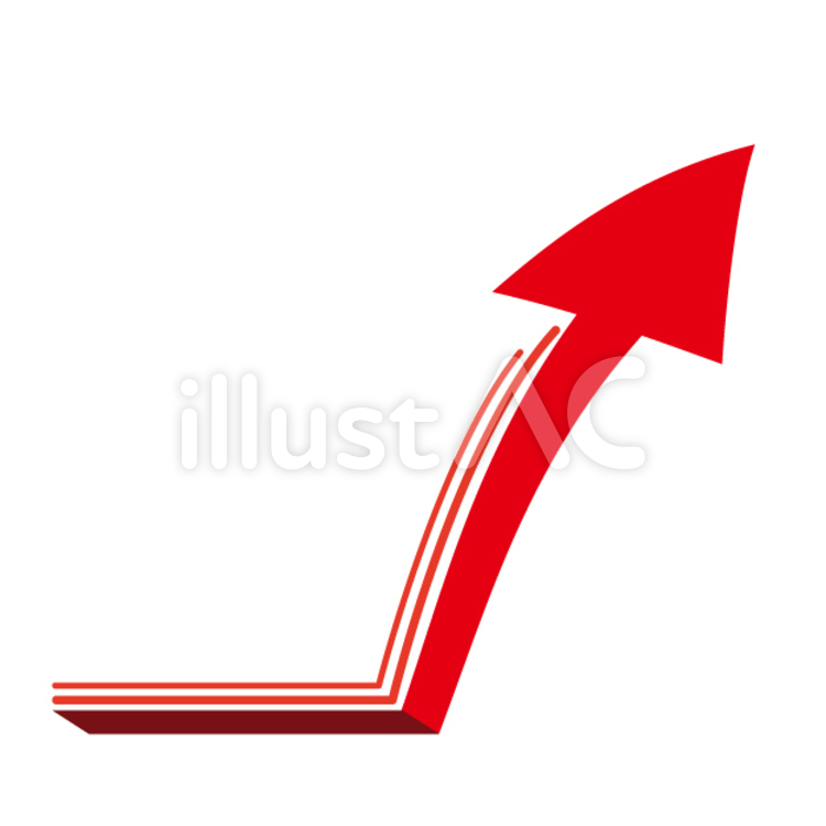 白黒の上昇UP矢印イラストのフリー素材イラストイメージ