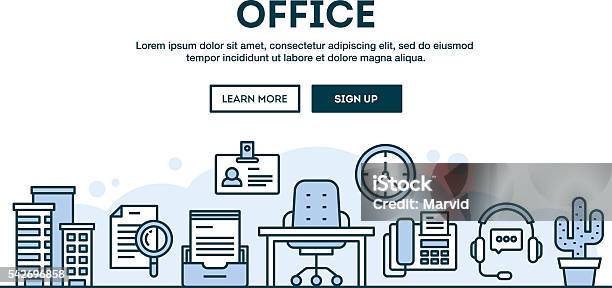 フラットデザインのビジネスオフィスコンセプト。従業員は話し合い、タスクについて話し合い、職場のコンピューターで作業し、チームワーク。同僚は、オフィスの人々のシーンで通信します。」のイラスト素材2224405749Shutterstock