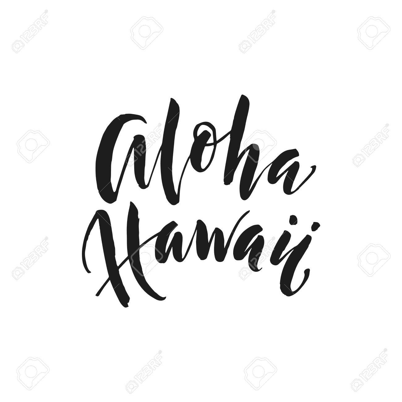 手描きの単語。フレーズ アロハ ハワイで筆ペン文字。のイラスト素材・ベクター Image 77741274