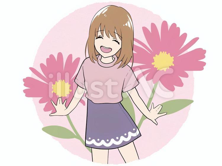 くすみピンクな猫と女の子 - LINE スタンプLINE STORE