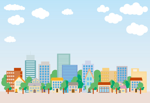 街みんちりえ背景イラストのフリー素材サイト
