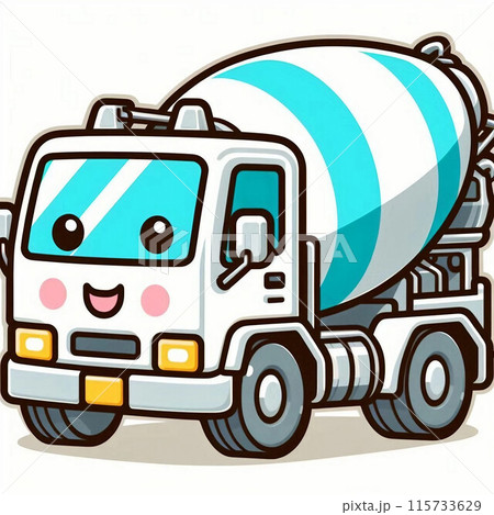 ミキサー車の手書き風イラストアイコン可愛い絵文字アイコンイラスト『落書きアイコン』