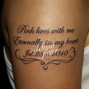 筆記体の鏡文字のタトゥー札幌のタトゥースタジオ MOUNTAIN HIGH TATTOO WORKS作品集