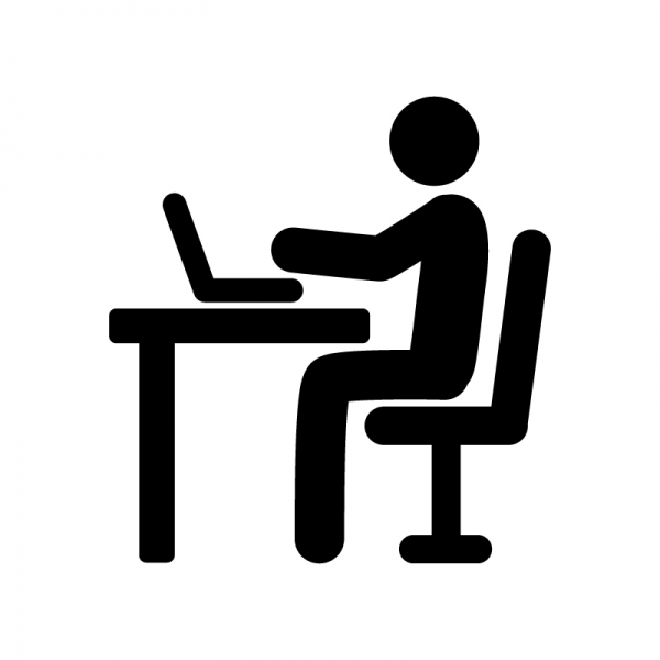 パソコン操作をする人のシルエットアイコン無料イラスト素材素材ラボ