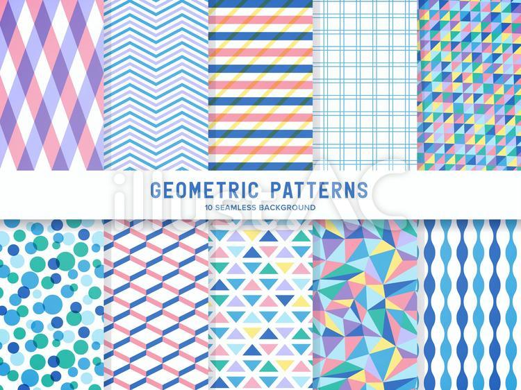 幾何学模様のシームレスパターン ポップアートカラー白背景イラスト素材7586248- フォトライブラリ