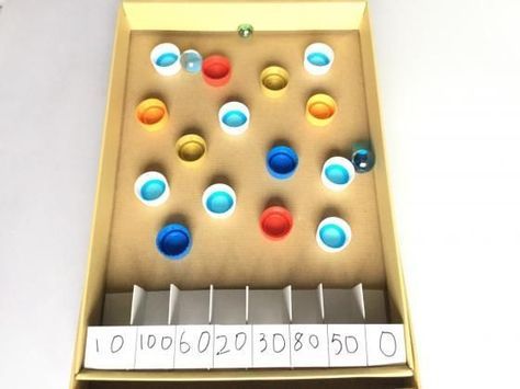 簡単工作 100均の材料で、すぐに作れるビー玉落とし♪小学生にも人気！！おうちあそびより