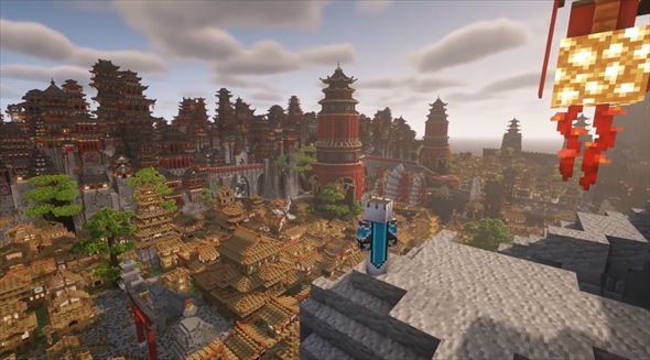 Minecraft 中華風楼閣 設計図- 16ハウス 56Blueprint: Chinese Tower - 16 HouseNo.56