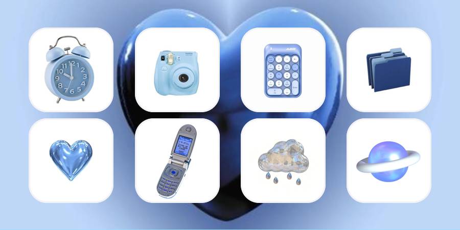 無料素材青と白の2色のカラーリングがおしゃれなシンプルアイコンセット