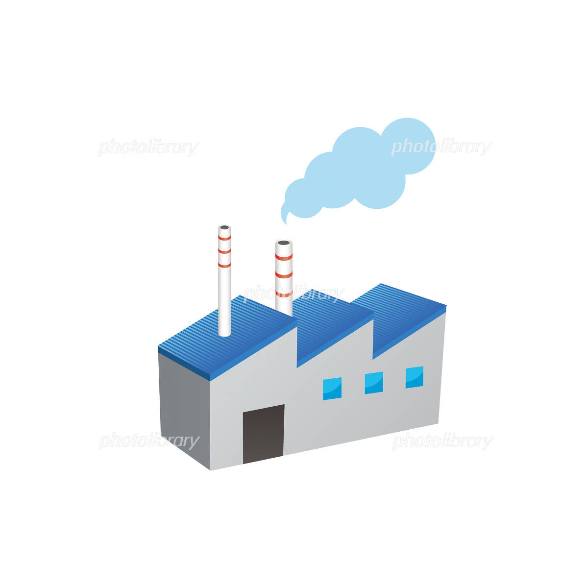 煙突のある製造工場のイラスト素材無料フリーイラスト素材集 Frame illust