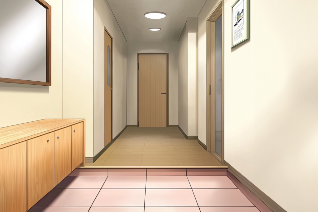 開いている、茶色の玄関のドアの無料イラストイラストセンタ